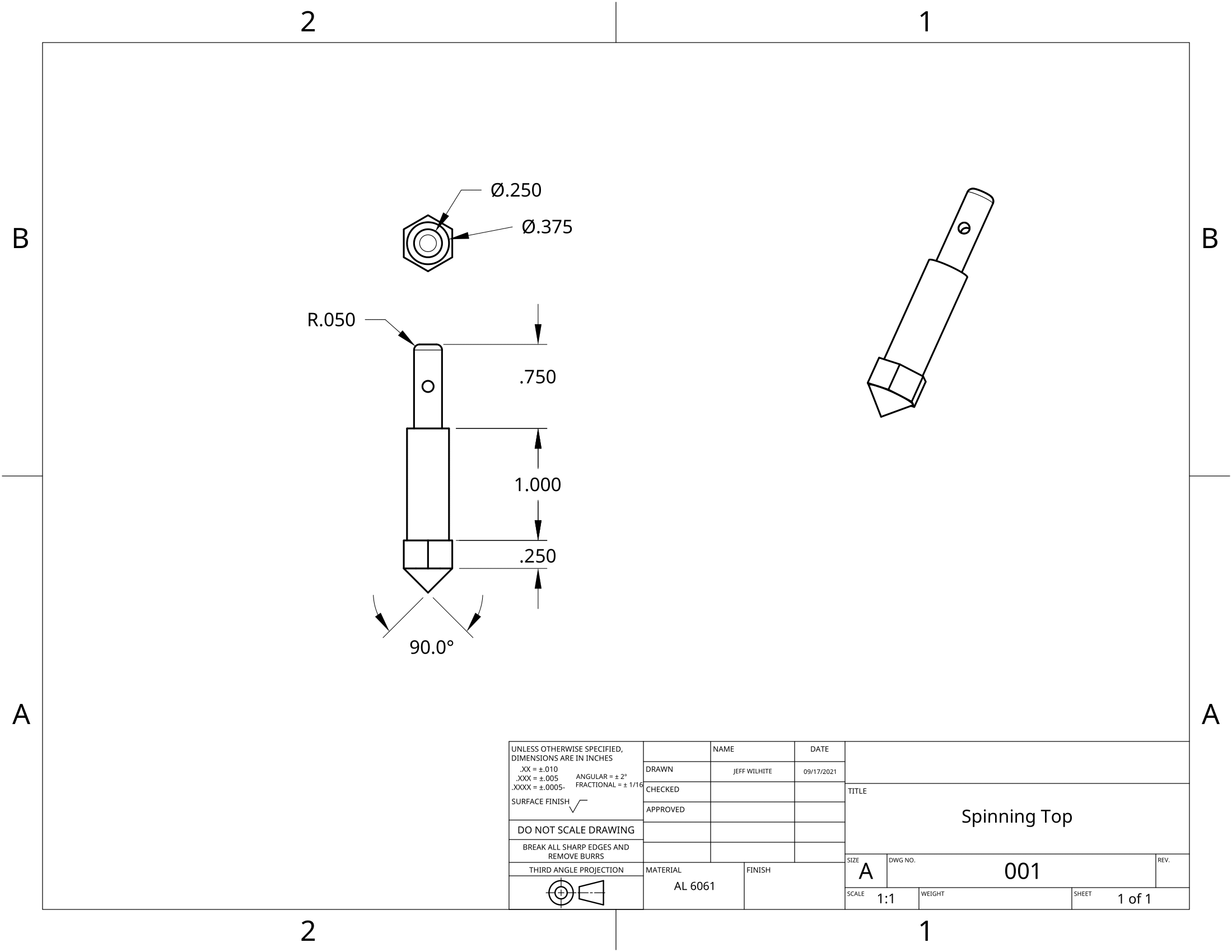 Schematic of a spinning top